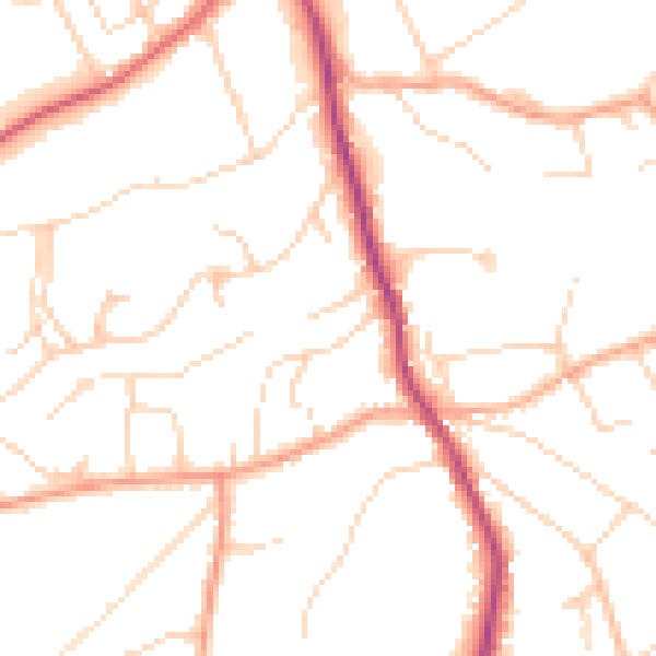 Daytime road noise heatmap for GU10 3NZ