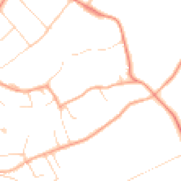 Daytime road noise heatmap for GU10 3QT