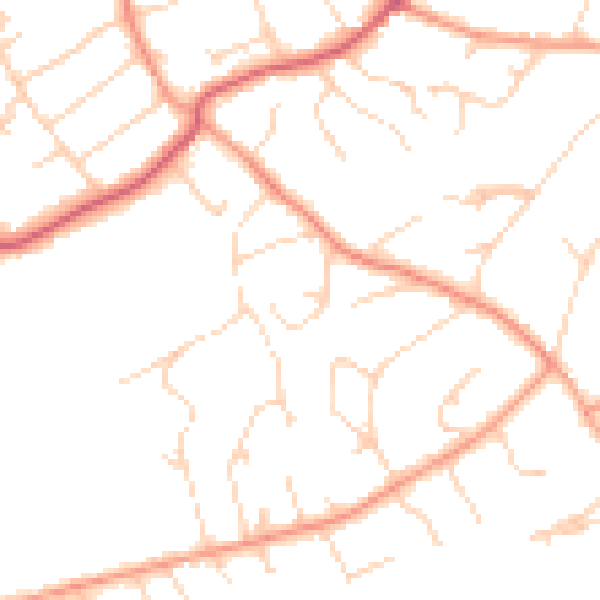 Daytime road noise heatmap for GU10 4PA