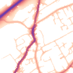 Daytime road noise heatmap for GU10 4PT