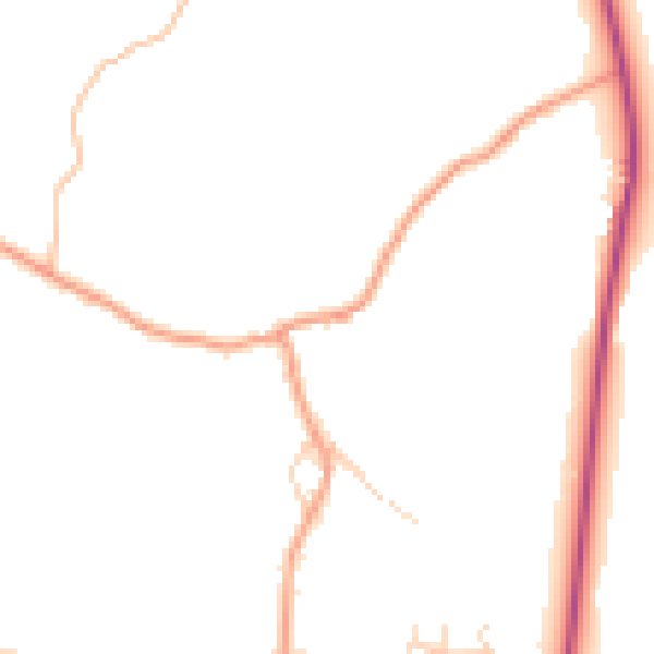 Daytime road noise heatmap for GU10 5BX