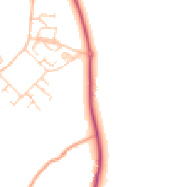 Daytime road noise heatmap for GU10 5BY