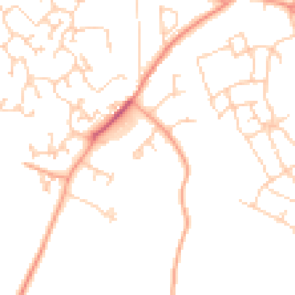 Daytime road noise heatmap for GU10 5DG
