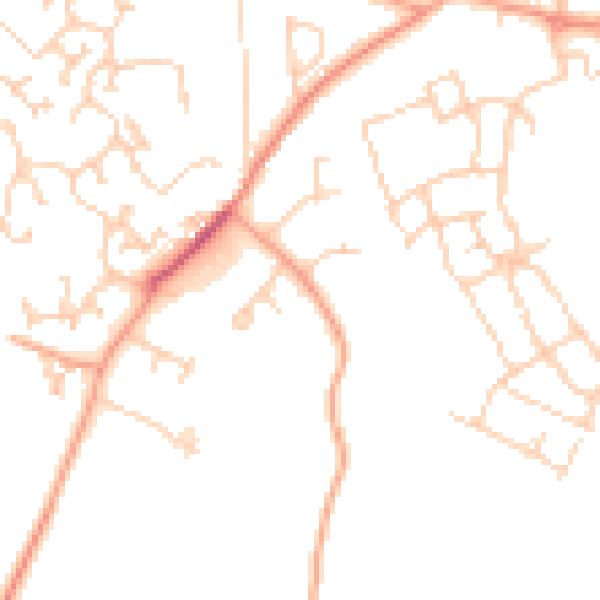 Daytime road noise heatmap for GU10 5DH