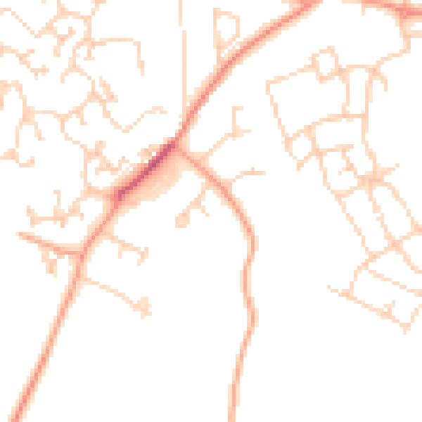 Daytime road noise heatmap for GU10 5DJ