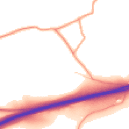 Daytime road noise heatmap for GU10 5JE