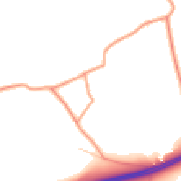 Daytime road noise heatmap for GU10 5JQ