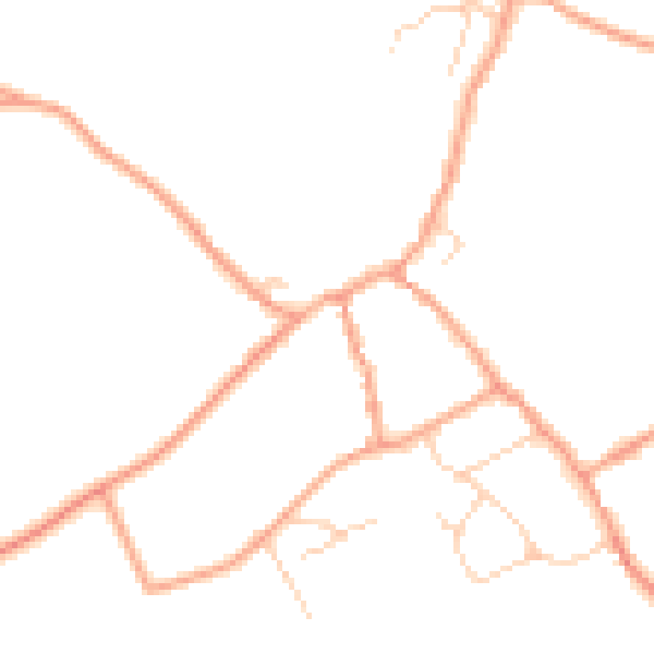 Daytime road noise heatmap for GU10 5PP