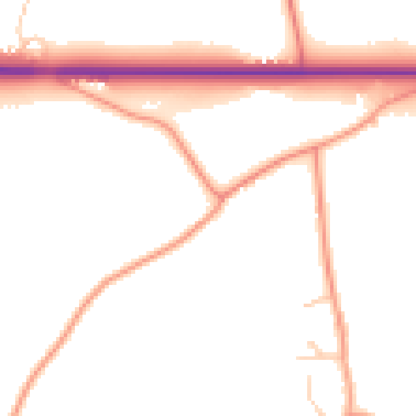 Daytime road noise heatmap for GU10 5QW