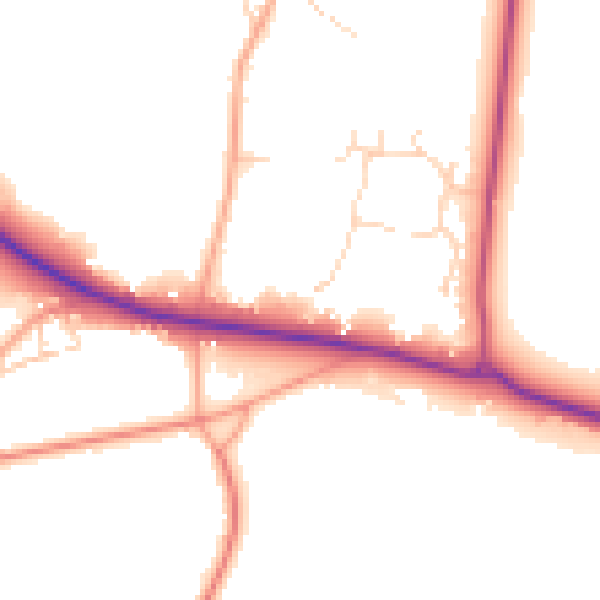 Daytime road noise heatmap for GU10 5TN