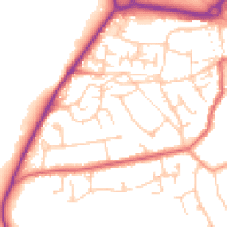Daytime road noise heatmap for GU11 3NZ
