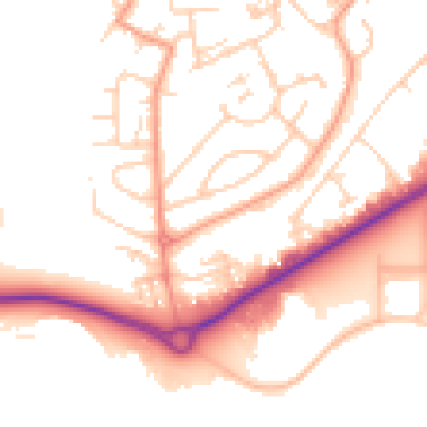 Daytime road noise heatmap for GU14 0AD