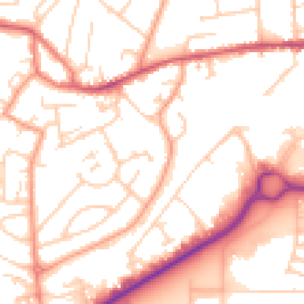 Daytime road noise heatmap for GU14 0AF