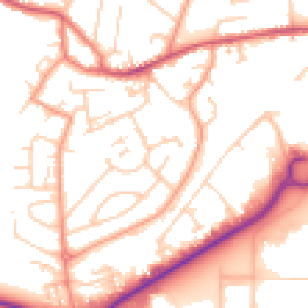 Daytime road noise heatmap for GU14 0AN