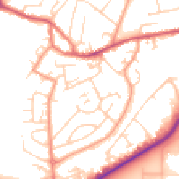 Daytime road noise heatmap for GU14 0AP