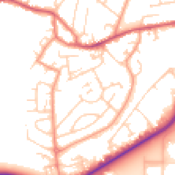Daytime road noise heatmap for GU14 0AR
