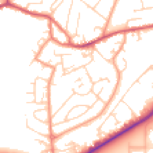 Daytime road noise heatmap for GU14 0AS