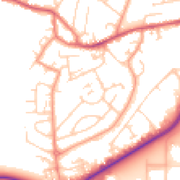 Daytime road noise heatmap for GU14 0AT
