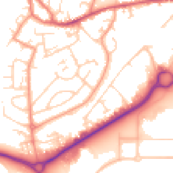 Daytime road noise heatmap for GU14 0BH