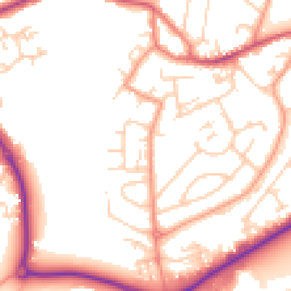 Daytime road noise heatmap for GU14 0BX
