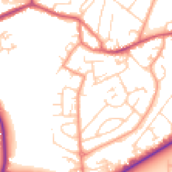 Daytime road noise heatmap for GU14 0DD