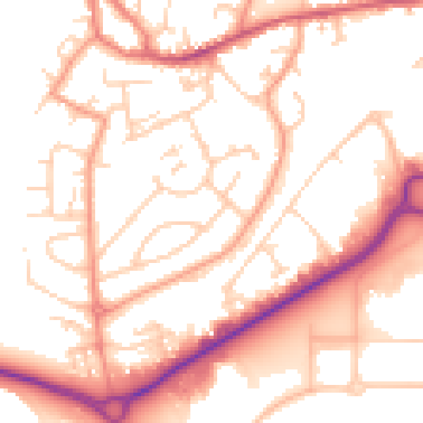 Daytime road noise heatmap for GU14 0DH