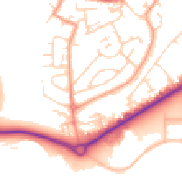 Daytime road noise heatmap for GU14 0DL