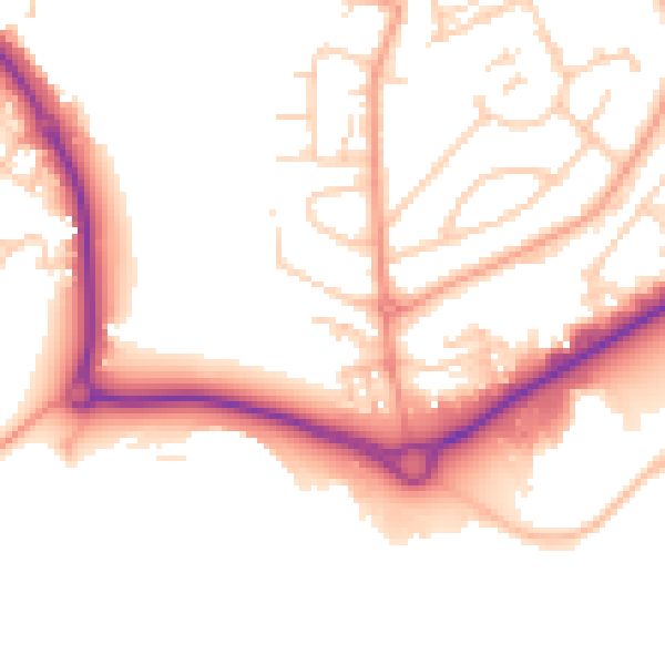 Daytime road noise heatmap for GU14 0DU