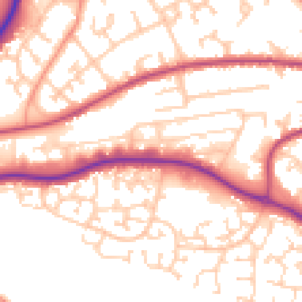 Daytime road noise heatmap for GU14 0EG