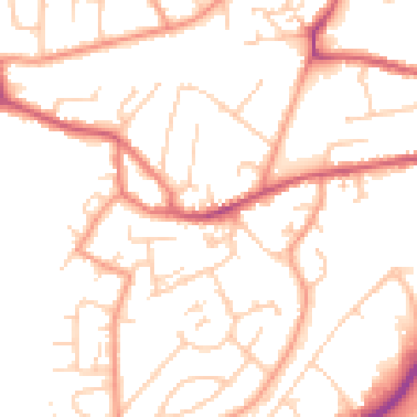Daytime road noise heatmap for GU14 0ES