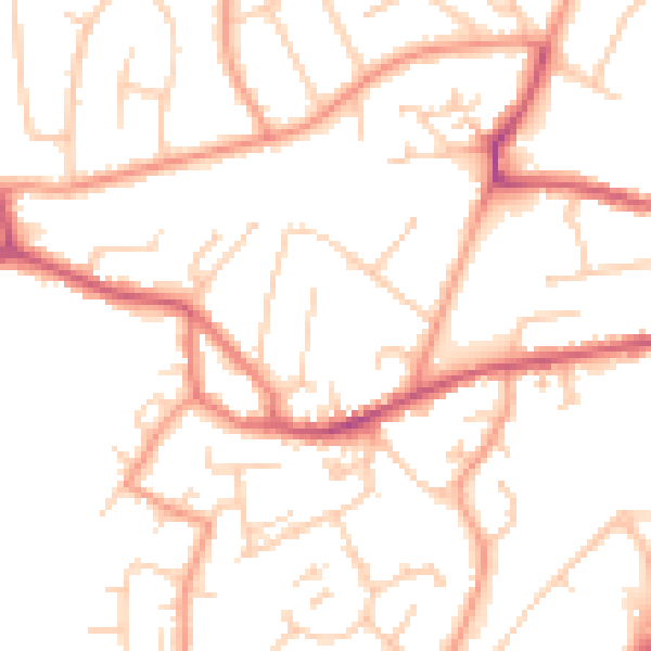 Daytime road noise heatmap for GU14 0ET