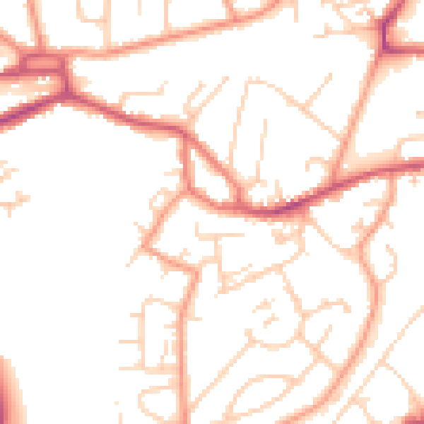 Daytime road noise heatmap for GU14 0EY