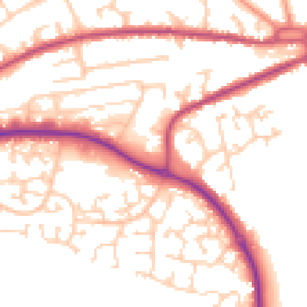 Daytime road noise heatmap for GU14 0FT
