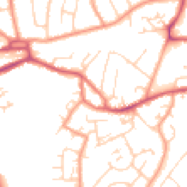 Daytime road noise heatmap for GU14 0JA
