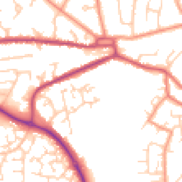 Daytime road noise heatmap for GU14 0LD
