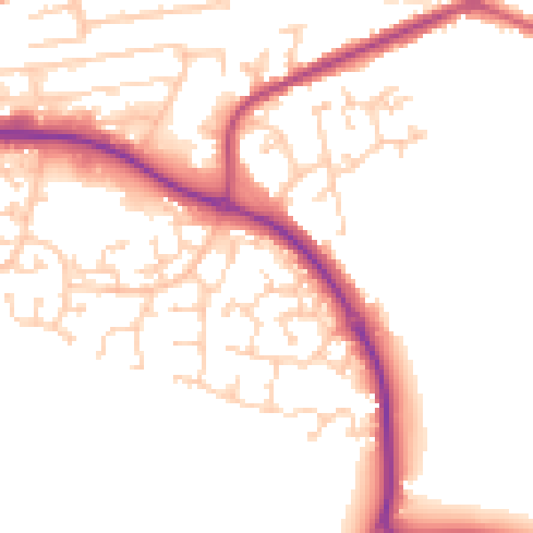 Daytime road noise heatmap for GU14 0RN