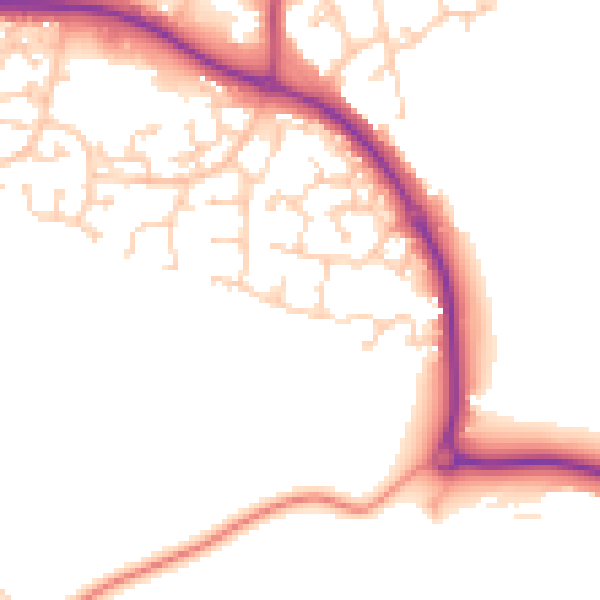 Daytime road noise heatmap for GU14 0RS