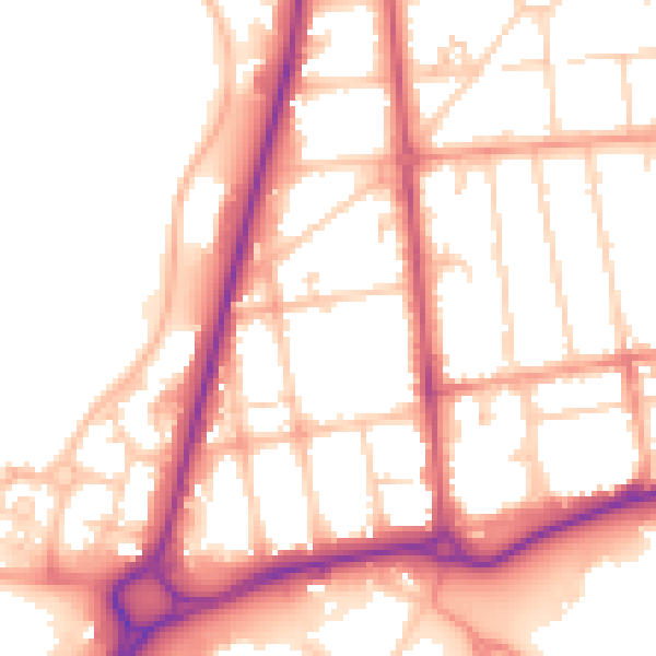 Daytime road noise heatmap for GU14 6AD