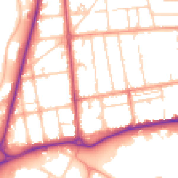 Daytime road noise heatmap for GU14 6DL