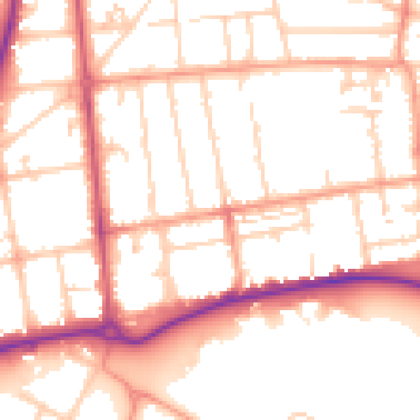 Daytime road noise heatmap for GU14 6DX