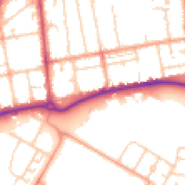 Daytime road noise heatmap for GU14 6ET