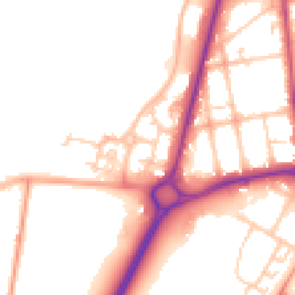Daytime road noise heatmap for GU14 6FH