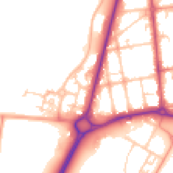 Daytime road noise heatmap for GU14 6FR