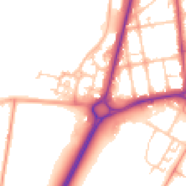 Daytime road noise heatmap for GU14 6FZ