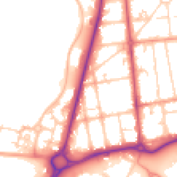 Daytime road noise heatmap for GU14 6GJ