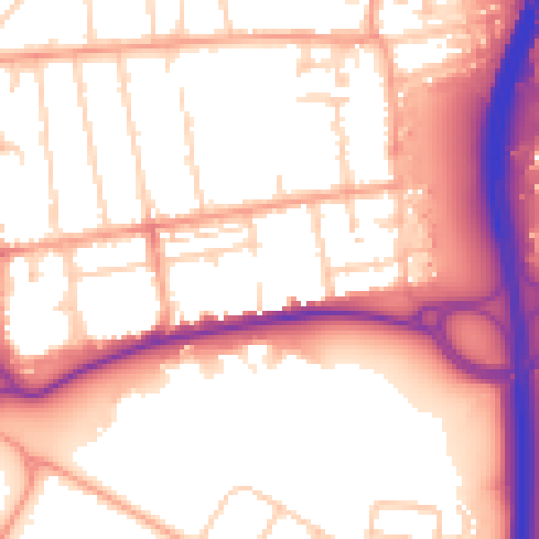 Daytime road noise heatmap for GU14 6HJ