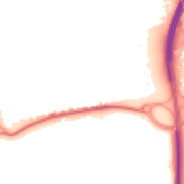 Night-time road noise heatmap for GU14 6HJ