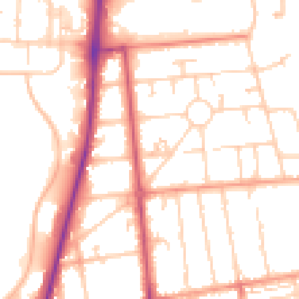 Daytime road noise heatmap for GU14 6QA