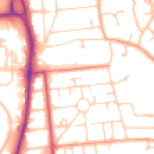 Daytime road noise heatmap for GU14 6SJ
