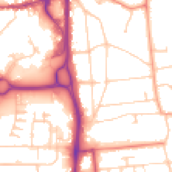 Daytime road noise heatmap for GU14 7AF